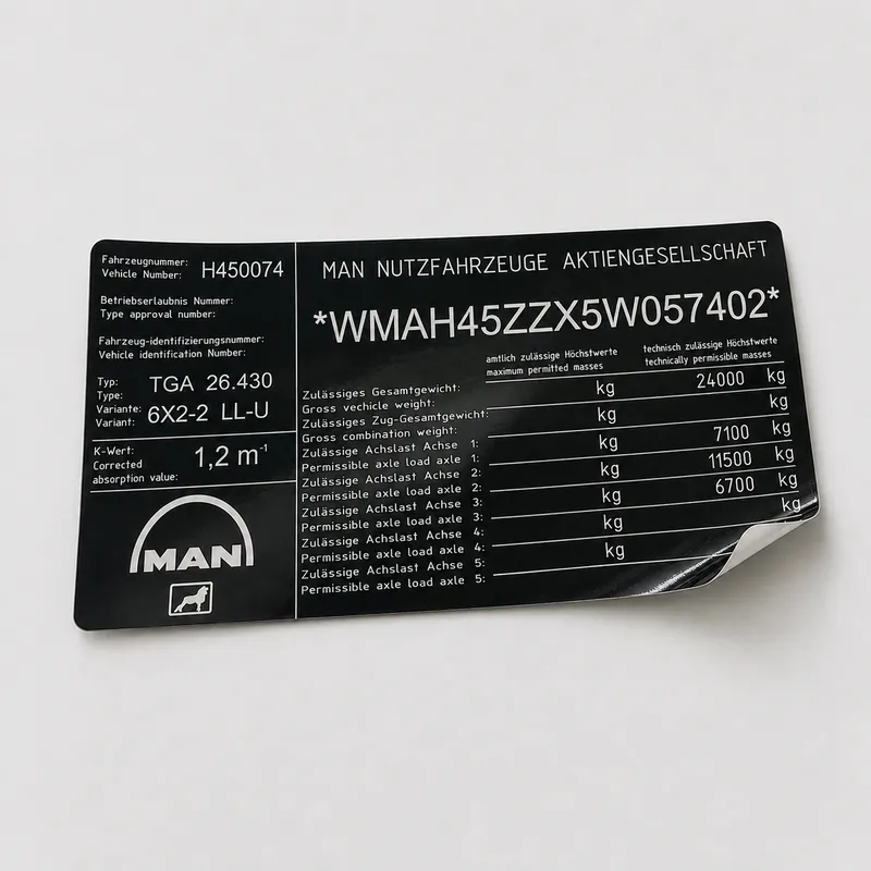 VIN Number Sticker
